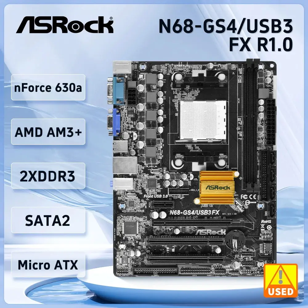 Socket AM3+ /AM3 Motherboard Asrock N68-GS4/USB3 FX R1.0 Motherboard 2xDDR 16G USB 3.1Micro ATX For AMD Phenom II X6/X4/X3/X2