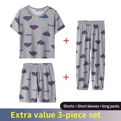 3-Piece Girls' Summer Love Pajama Set - Short Sleeve Top and Shorts - 150 Height 140-150cm (3pcs-ja-huiche)