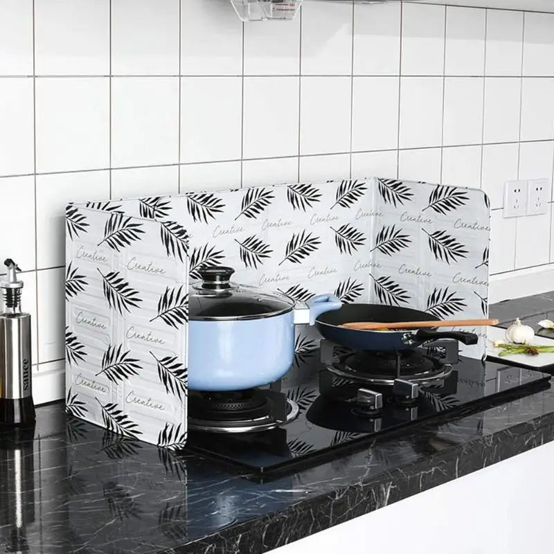 Kitchen Gas Stove Baffle Plate Aluminum Foil Insulation Board Insulation Oil Proof Cooking Grease Splash Baffle Cooker Shield