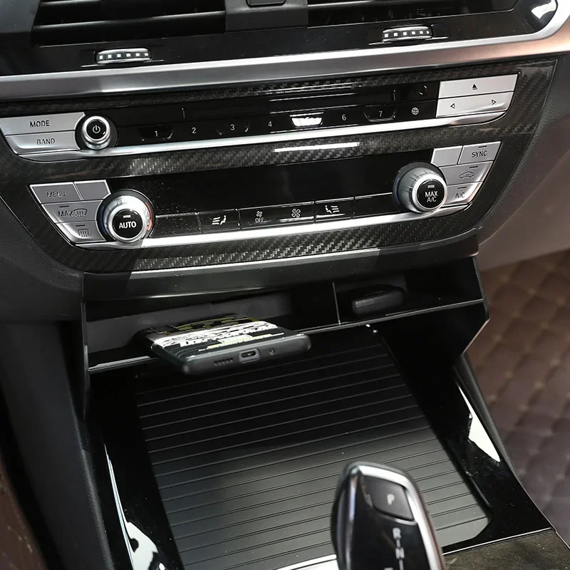 For BMW X3 X4 G01 G02 2018-2022 ABS Black Car Central Control Storage Box Phone storage Sundries box Car Accessories