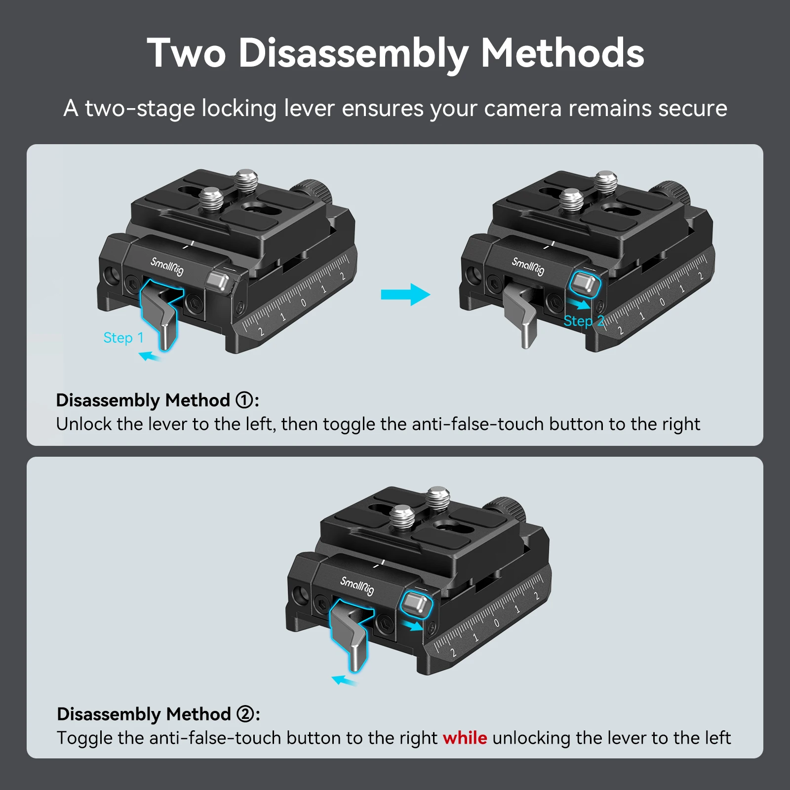 핸드헬드, 스태빌라이저 및 삼각대용 SmallRig Arca-Swiss / Manfrotto 호환 마운트 플레이트 키트 스트림라인 장면 전환 4234