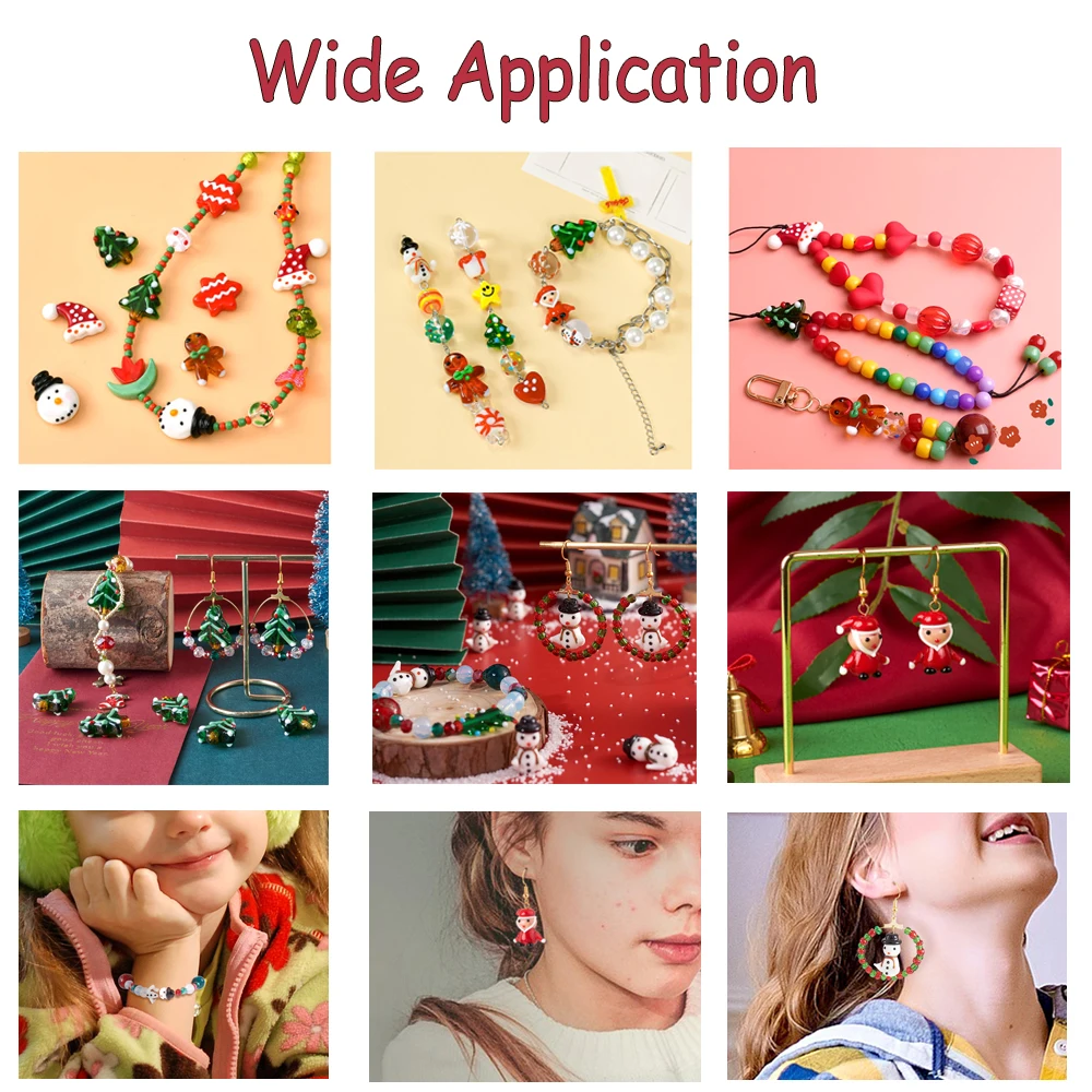 about 20pcs/strand Handmade Lampwork Beads Christmas Tree Bead Strands for Christmas jewelry making DIY Decor Crafts Accessories