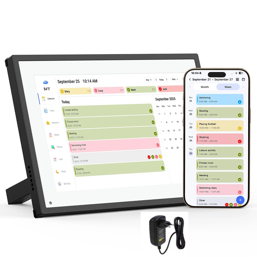 10.1 "calendário digital pessoa agenda familiar planejamento tela sensível ao toque interativa inteligente diário semanal planejador mensal álbum compartilhado