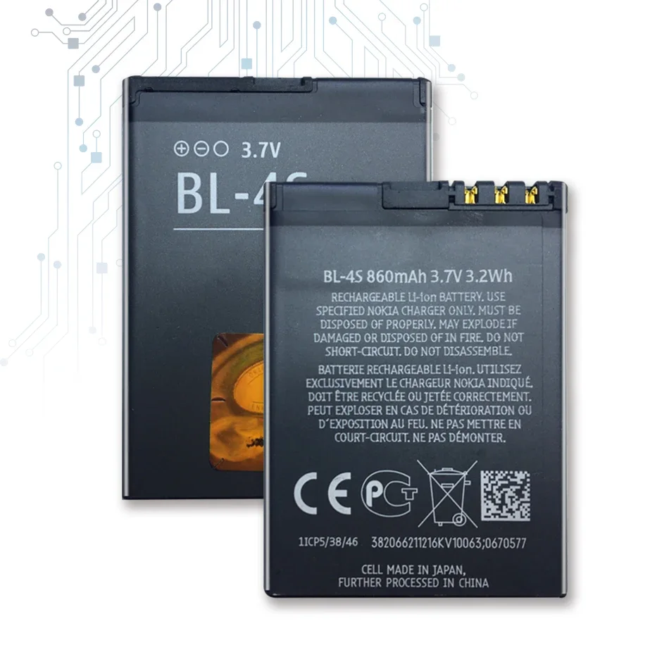 BL4S BL-4S аккумулятор для Nokia 2680s 3600s 3602S 3711 6202c 6208c 7020 7100s X3-02 2680S аккумулятор