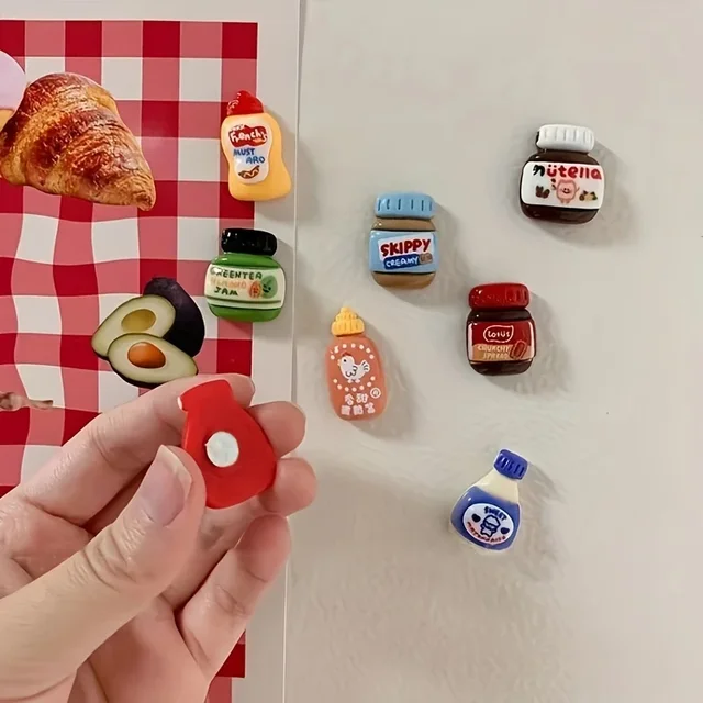 8pcs Refrigerator Magnets Accessories,kawaii Resin Cartoon Food Fridge Magnets Handmade Materials,cute Decorate Patch