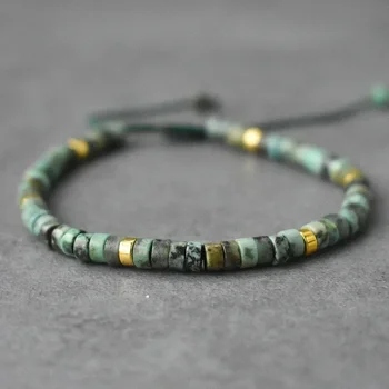 Braccialetto regolabile con perline turchesi africane da 4mm Mini braccialetti e braccialetti con perline in pietra naturale gioielli regalo donna uomo 1