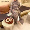 Ramadan Pleated Printed Dubai Abaya Dress with Hijab Two-piece Muslim Women Cardigan Robe Islamic Vacation Outfit Turkey Kaftan