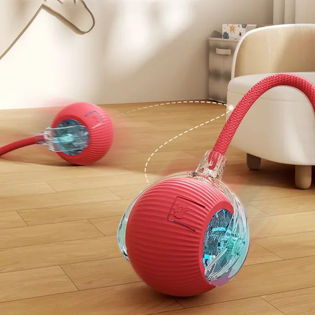 LEMEENQ Cat Interactive Ball Toy Auto Rolling Ball with Tail Rechargeable Smart Pet Interactive Toy Intelligent Mouse for Cat 1