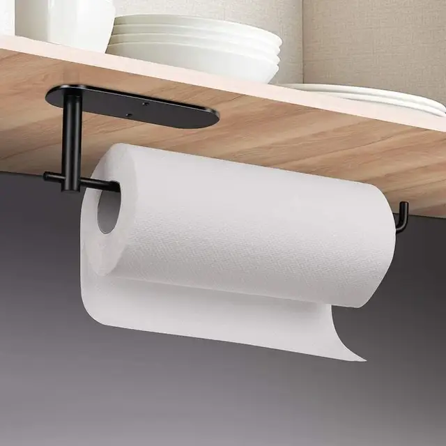 Soporte adhesivo de acero inoxidable para papel higiénico, portarrollos sin  agujero, cocina, baño, estante de almacenamiento alargado - AliExpress