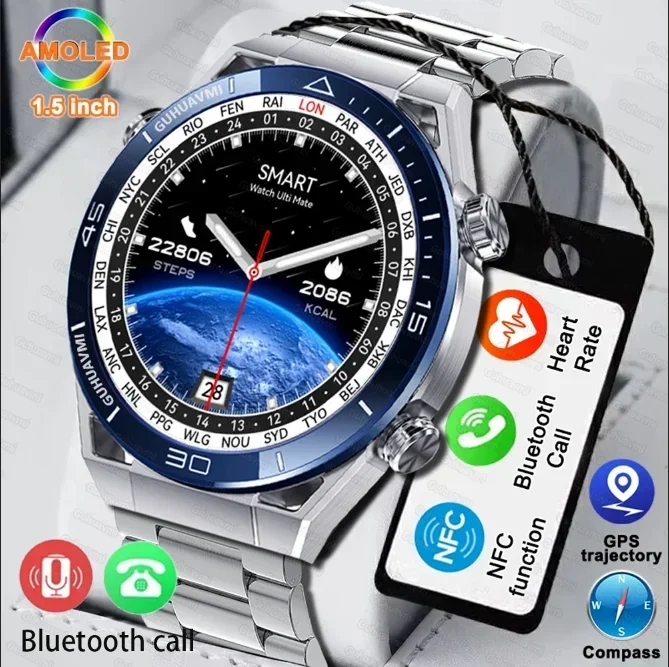 

Новинка 2024, умные часы, мужские водонепроницаемые часы с Bluetooth, GPS-трекером, датчиком движения, фитнеса, беспроводной зарядкой, умные часы для мужчин