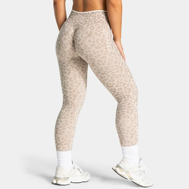 LOGO Sculpt Scrunch Leggings Imprimé Léopard pour Sports de Plein Air, Course, Cyclisme, Fitness, Yoga, Pantalon Extensible