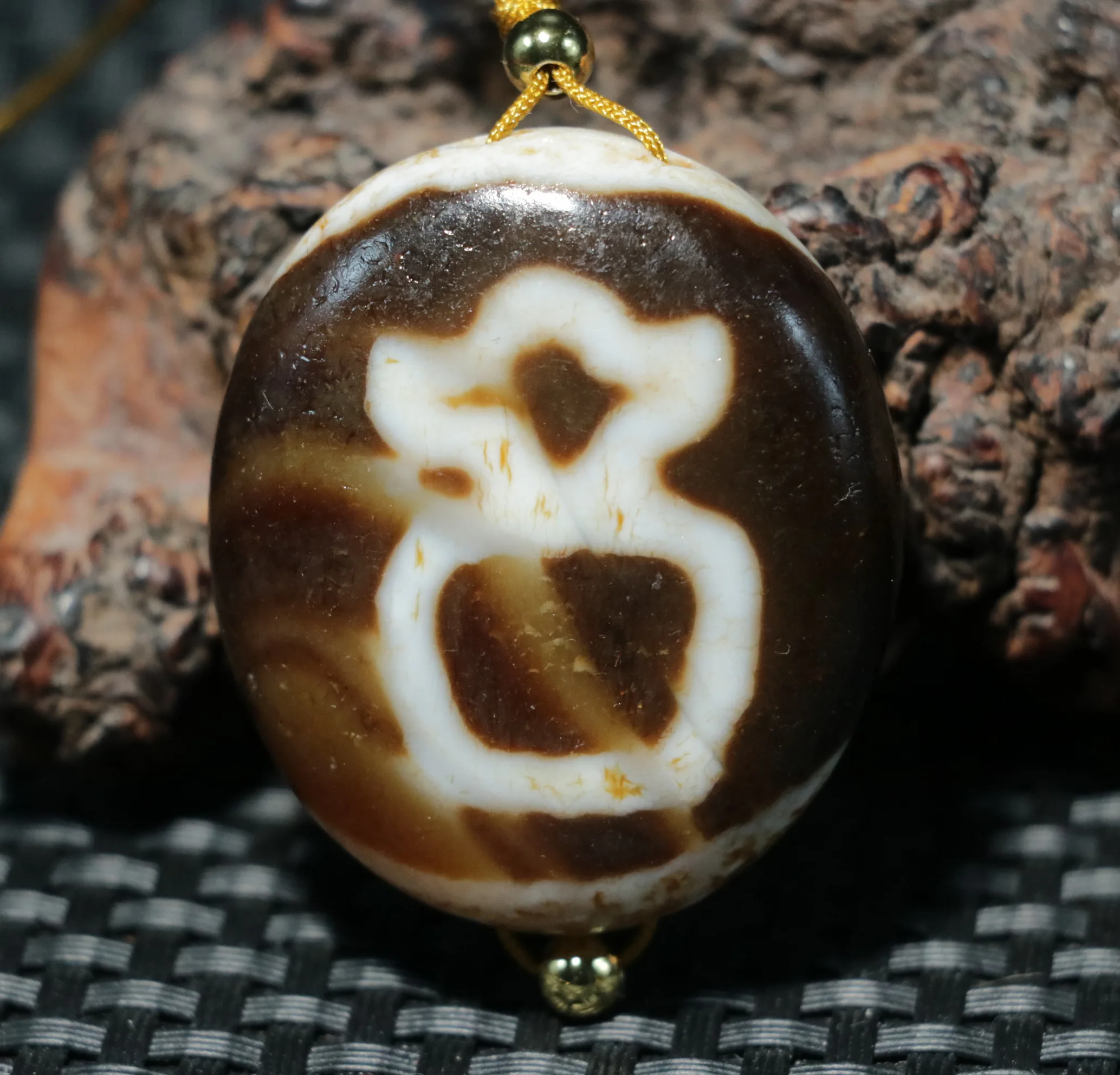 

Unique Energy Tibetan Old Agate Wealth God Figure Goat Heaven Eye dZi Bead Pendant Carving $$$ LKbrother Talisman Treasure