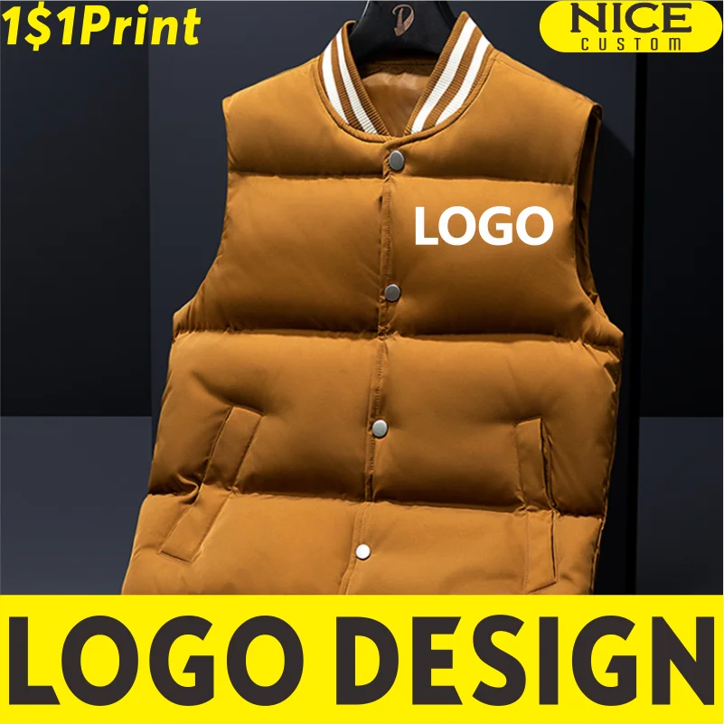 

Winter Warm Sleeveless Vest Custom Logo Fashion Baseball Vest Print Company Brand Casual Thick Jacket Personality Design M-8XL