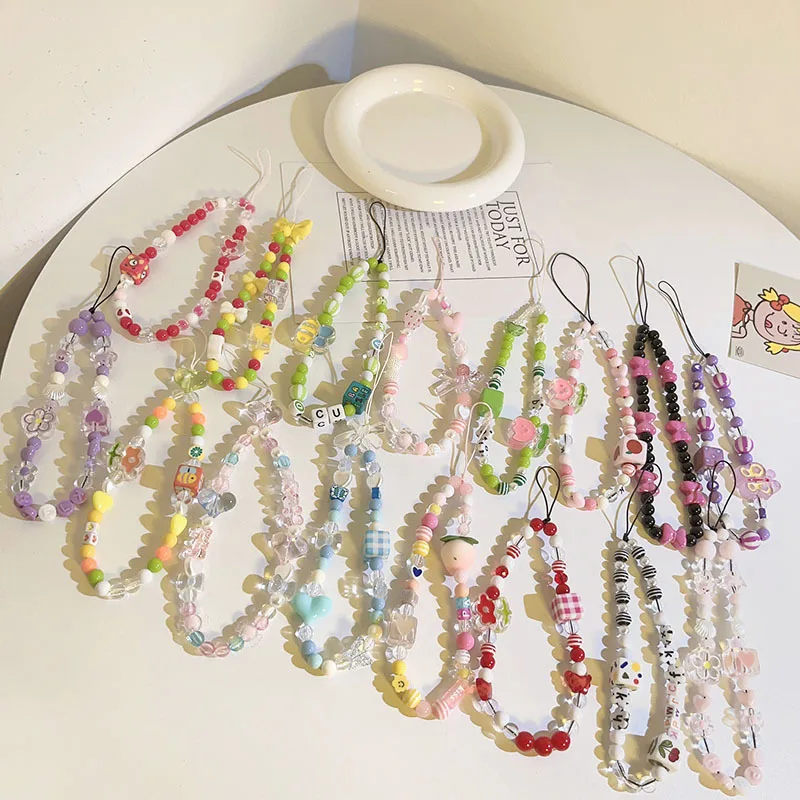 Soft Color Bead Lanyard Keychain - 3 in 1 Universal Bag, Phone Case & Camera Strap Pendant, Adjustable Women Accessory Gift