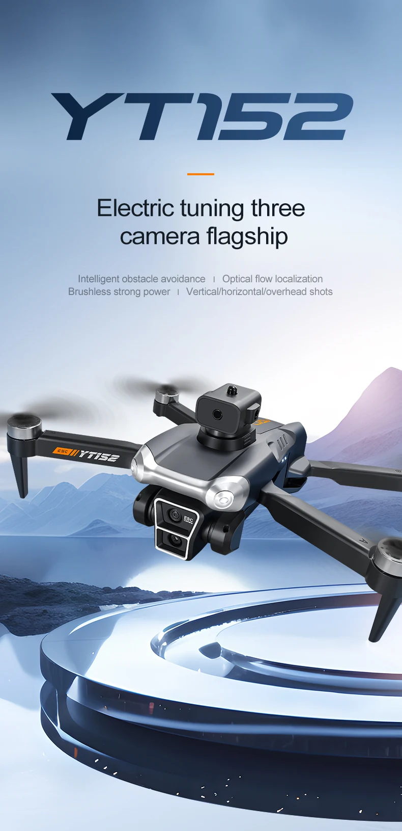 Iconic Brand YT152 8K GPS Drone Three Camera Professional 5G Obstacle Avoidance Optical Flow Positioning Brushless Upgraded RC 10000M