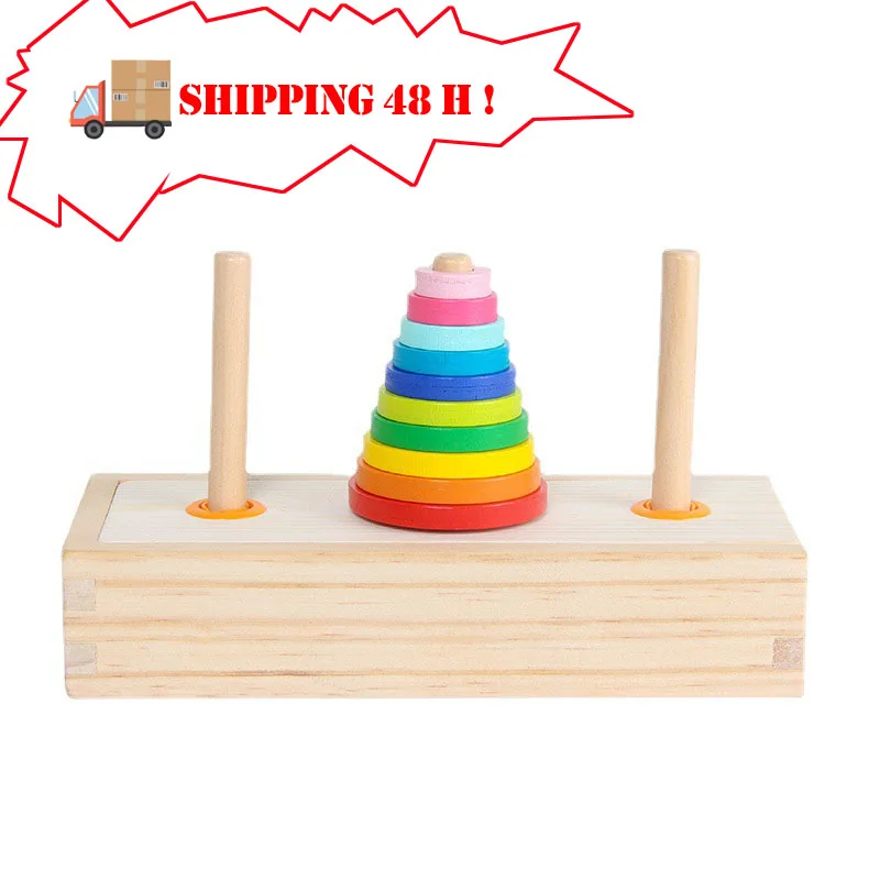 Wooden Toys Game Educational Games Toys Desktop Toy Exercise Thinking Logic Training Hanoi Tower