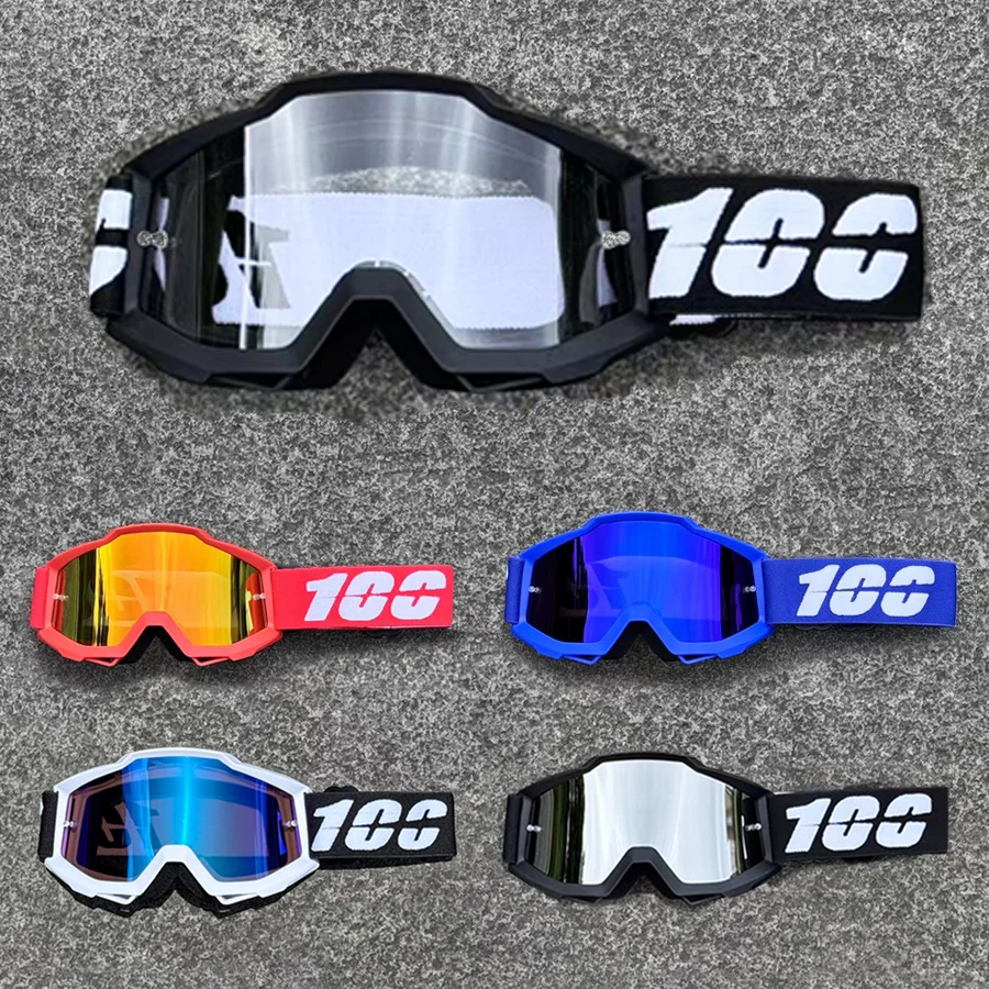100 Motorradbrillen, HD, winddicht, UV400, beschlagfrei, Schutzbrille für Männer und Frauen, Reiten, Radfahren, Sport, ATV, Fahrrad, staubdicht