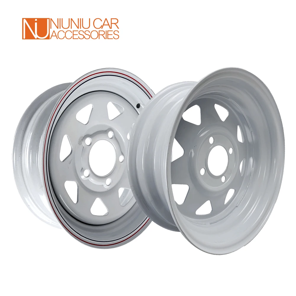 13 Inch X 4.5J White Spoke Trailer Rim 4-100 and 5 -114.3 Car Bolt Pattern Caravan Boat RV Parts Accessories