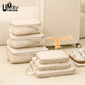 4PCS Compression Bags with Zipper for Clothes Underwear Shoe Packing Storage Travel Luggage Home Wardrobe Space Saving Organizer