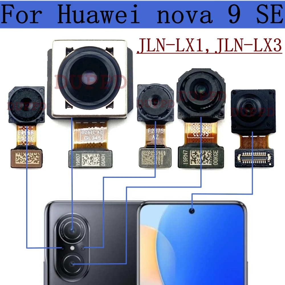 

Rear Front Camera For Huawei Nova 9 SE JLN-LX1, JLN-LX3 Original Frontal Selfie Facing Back Main Camera Module Flex Part