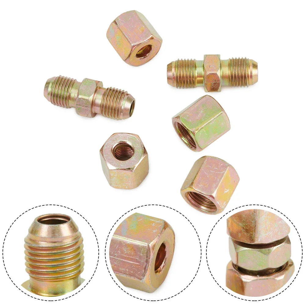 Brake Pipe Line Fitting Connectors Male Female Kit 4Pcs 2 Way 10mmx1mm Roll Tube Coil Of 3/8
