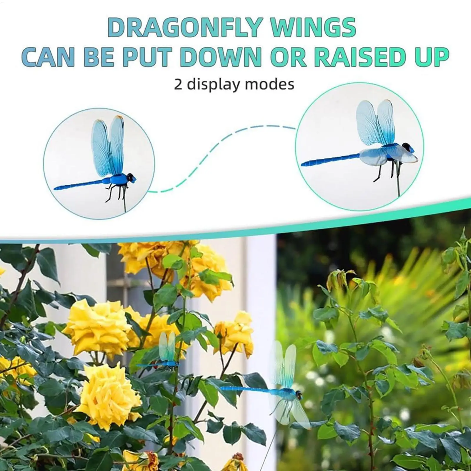 Gefälschte Libellen-Clip, 12 Stück, dekorative Clips für den Außenbereich, natürliches Bio-Konzept, Garten-Libellenpfahl, Dekoration, Hut-Zubehör – Detail 1