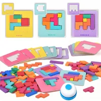 Montessori Desktop Puzzle Toys Kids Battle Table Game Tangram Math Toys Building Blocks Board Color Shape Training for Kids Gift 2