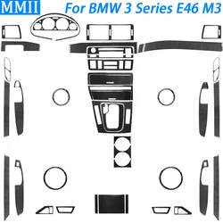 For BMW 3 Series E46 M3 1998-2006 Real Carbon Fiber Gear Shift Air Outlet Vent Window Lift Dashboard Set Car Interior Sticker