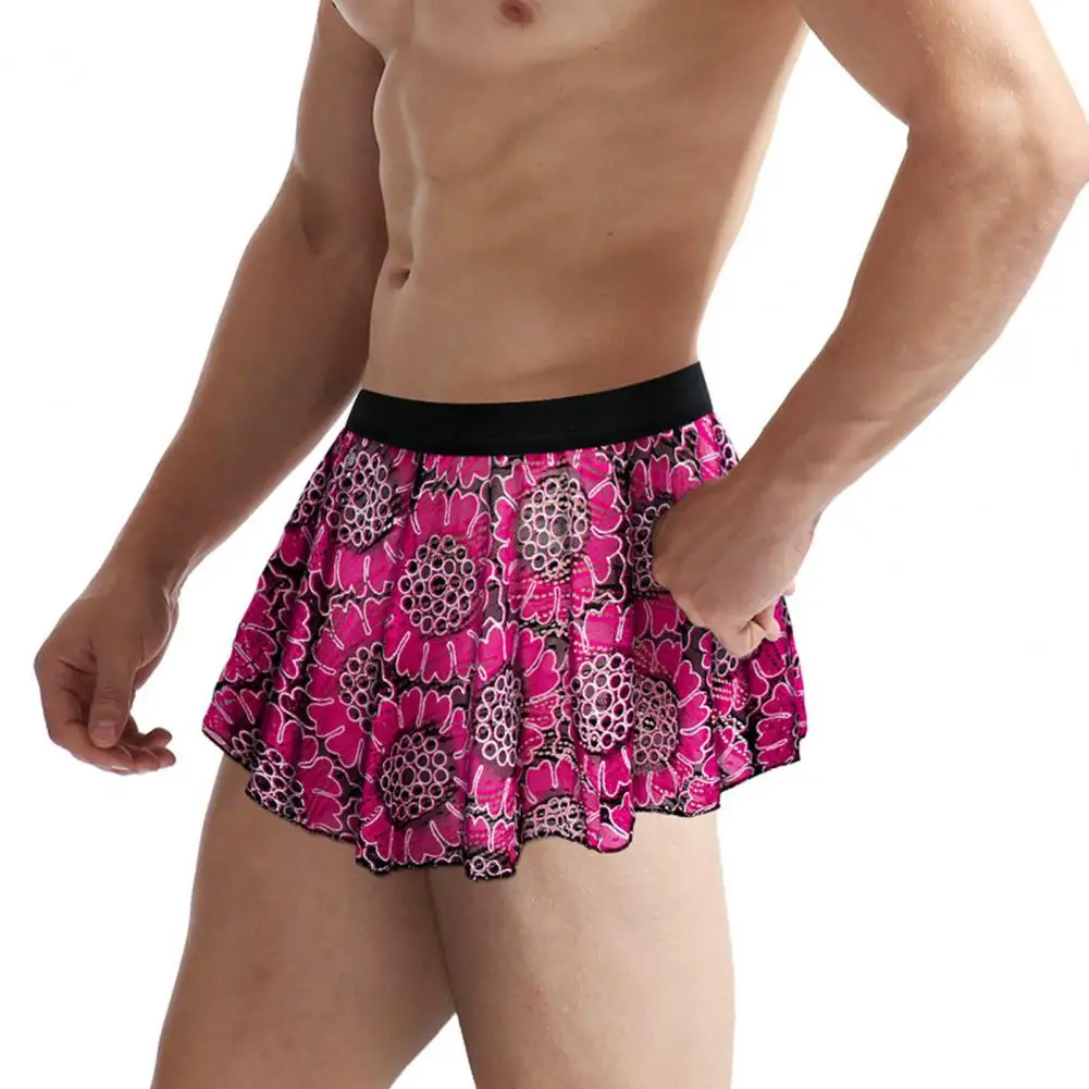 Unisex Pleated Elastic Waist Mini Skirt