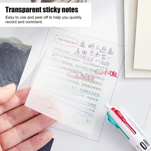 50 Sheets Heart Shape Transparent Sticky Notes Translucent Posted It Memo  Pad Self Sticky Annotation Waterproof See Through Note - AliExpress