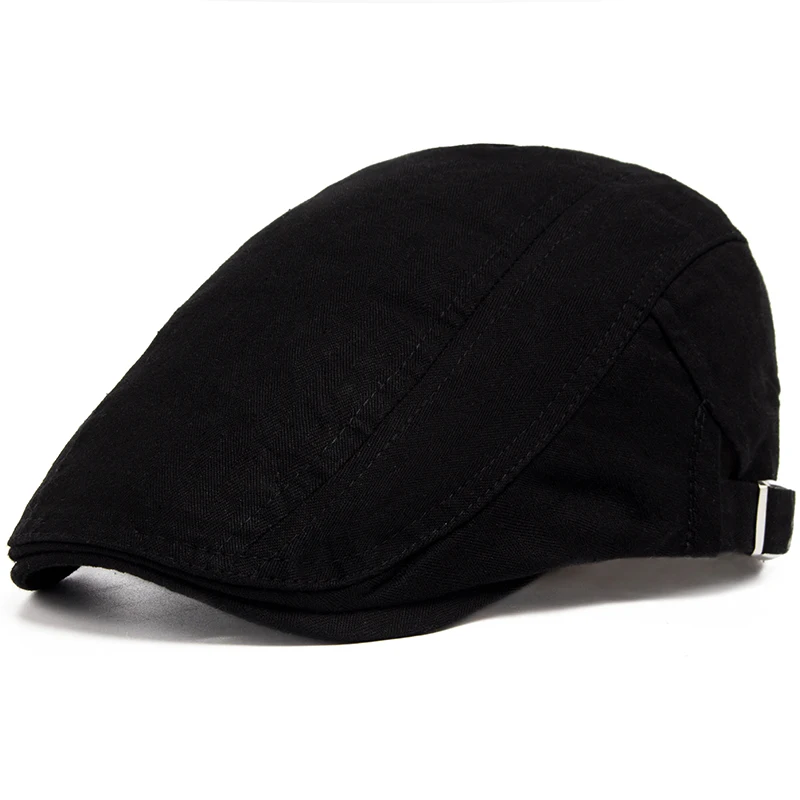 Men's Casual Berets Solid Color Vintage Cotton Visor Caps Summer