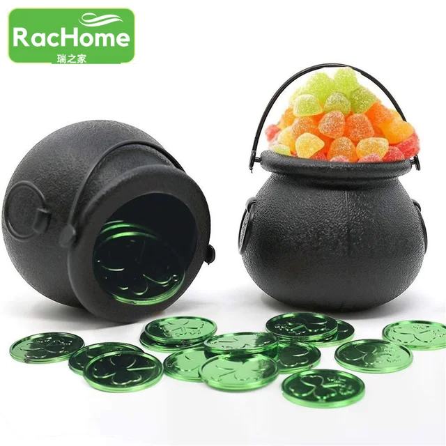 Szent Patrik Szerencsés Shamrock Műanyag Érmék + Cukorka Kannák Ír Zöld Lóhere Dekoráció Kincsvadászat Játékszerek 25Pcs - Image 5