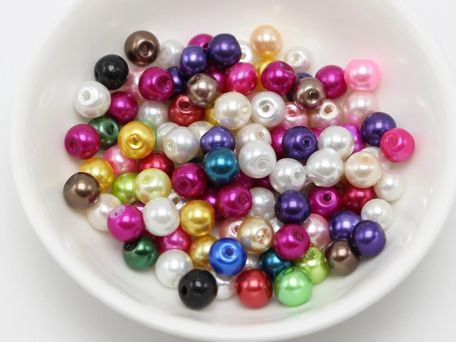 

300pcs Mixed Colour Smooth Round Glass Pearl Beads 6mm Spacers