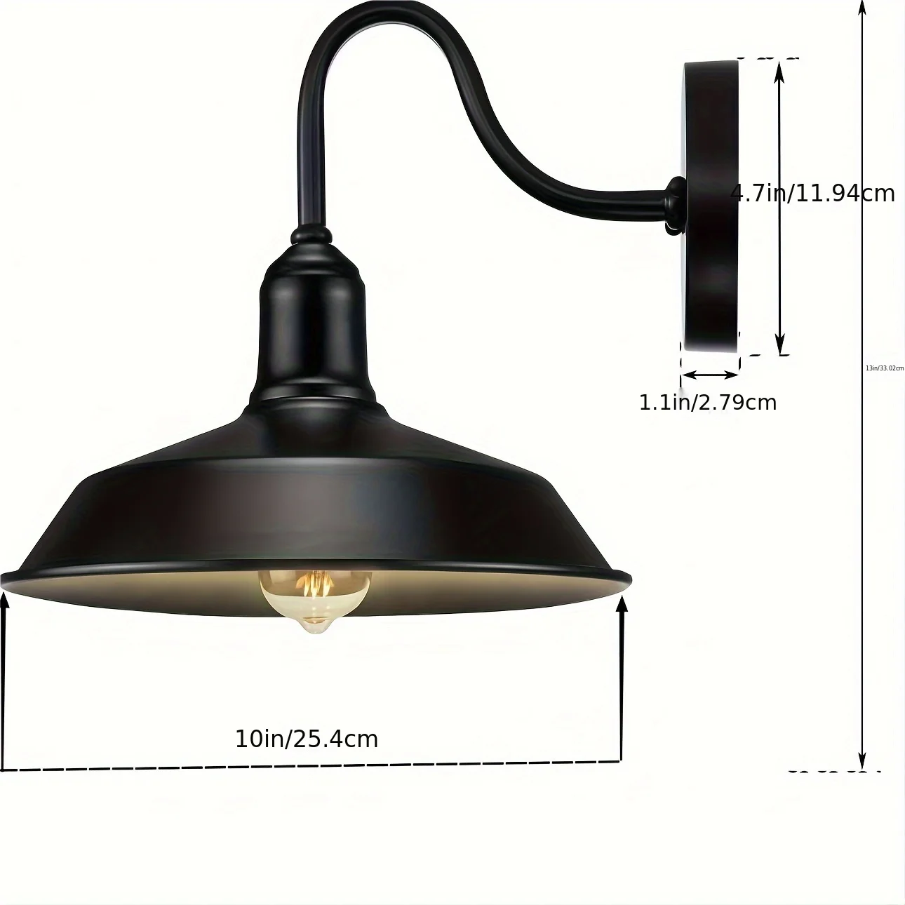Vintage Gooseneck Barn Wall Lamp - Matte Black, Outdoor Wall Lamp,Alexa-Enabled Smart Outdoor Sconce, Easy Installation
