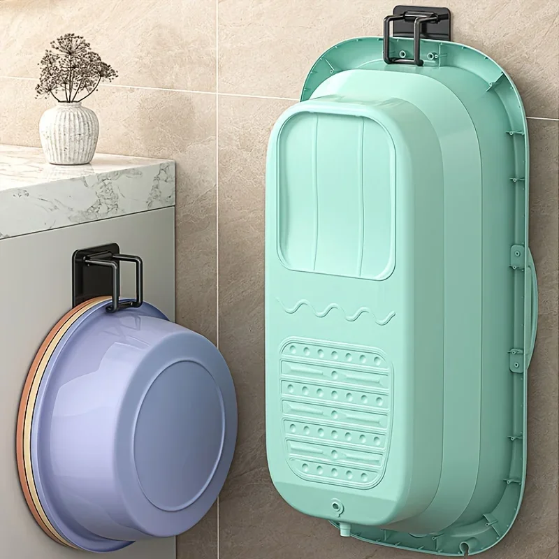 No Punching Washbasin Hook Toilet Washbasin Rack Bathroom Basin Storage Rack Hanging Basin