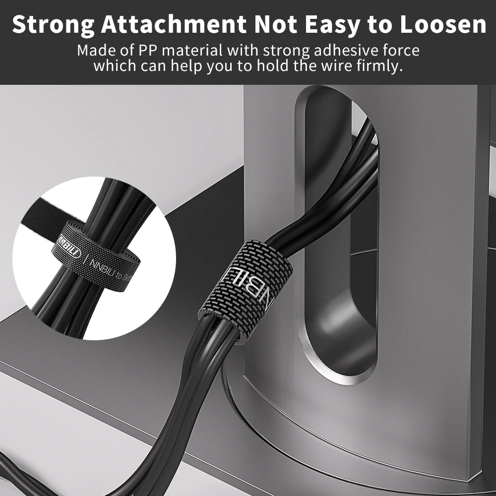 Reusable Double-Sided Velcro Cable Management Straps with Self-Adhesive Fastener