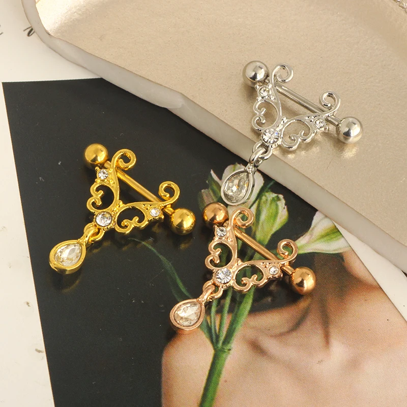 14G Nipple Rings for Women 316L Stainless Steel Heart Butterfly Moon CZ Flower Barbell Nipple Rings Set Cute Nipplerings Piercin