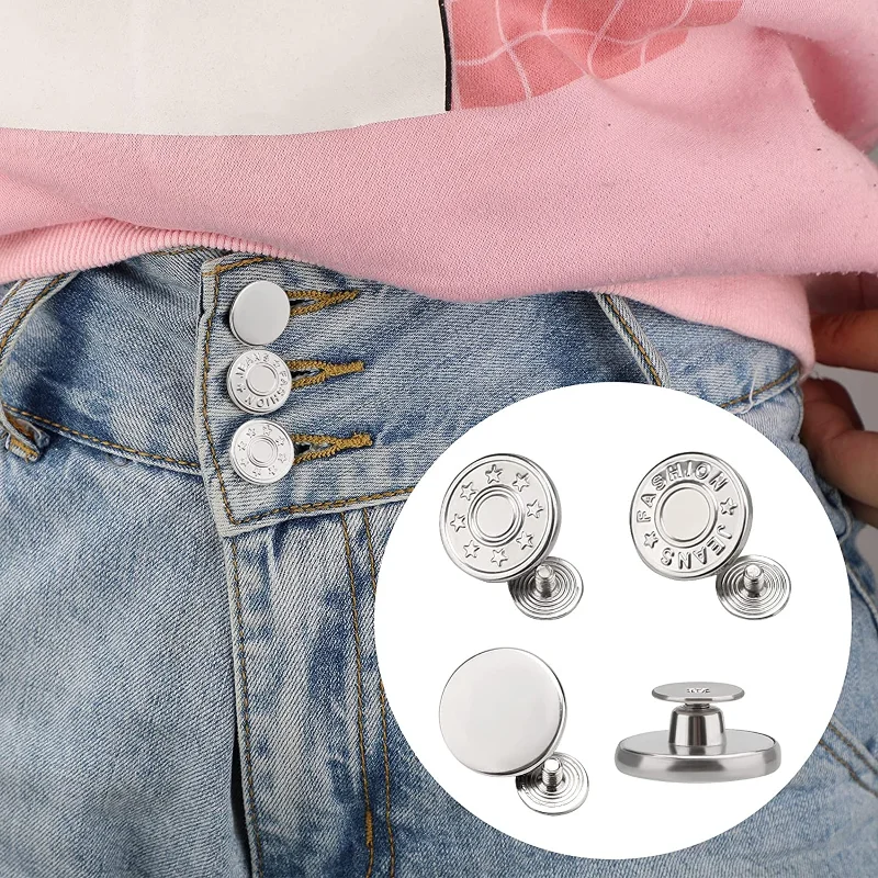 10Pcs Metal Jeans Buttons 17mm Replacement No-Sewing Screw Button Repair  Kit Nailless Removable Jean Buckles Clothing Pants Pins - AliExpress