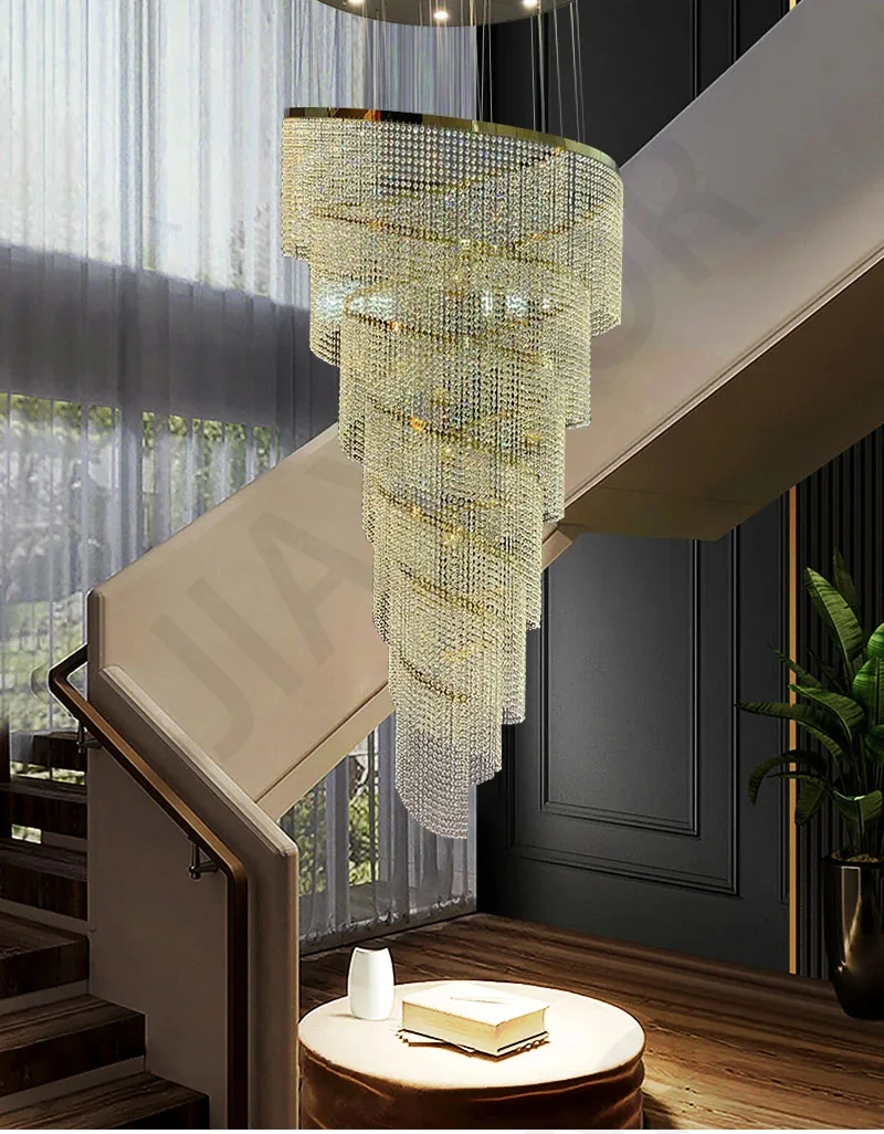 Large Spiral Design Crystal Chandelier