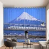 Romantic Cherry Blossom Pattern Curtain Mount Fuji Landscape Decor Curtain Japanese Sushi Nikki Restaurant Window Curtain 2PCS 4