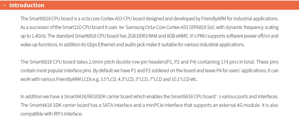 Smart6818 Dev Kit 2.0 Octa-Core Cortex A53 CPU Board S5P6818 SOC 1GB DDR3 RAM Gb