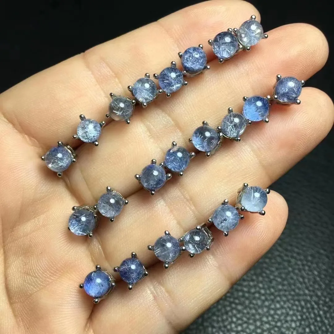 

Круглые серьги 5,3 мм из натурального думортиеритового кристалла, лечебные круглые серьги Gemtone для женщин, Модная бижутерия, подарок