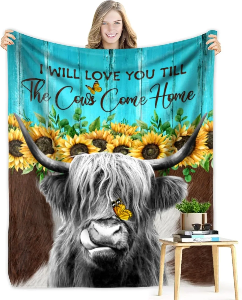 Just A Girl Who Loves Highland Cows Blanket Super Soft Warm Cozy Fuzzy Plush Blanket Gifts for Girls Boys Kids Room Decor 6