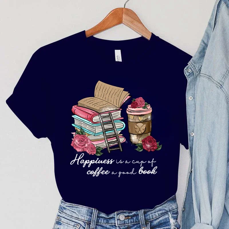Coffee Rose T-Shirts Women's Short Sleeve Clothing Cartoon