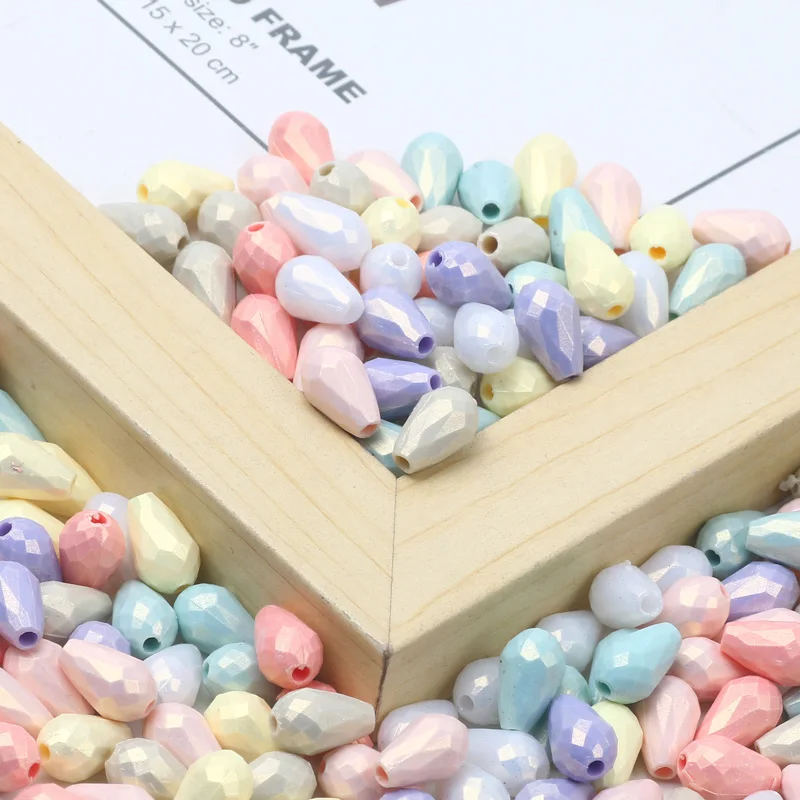 100pcs 8x12mm 혼합 색상 워터 드롭 아크릴 비즈 의류 장식을위한 느슨한 스페이서 비즈 바느질 공예 Diy 쥬얼리 액세서리