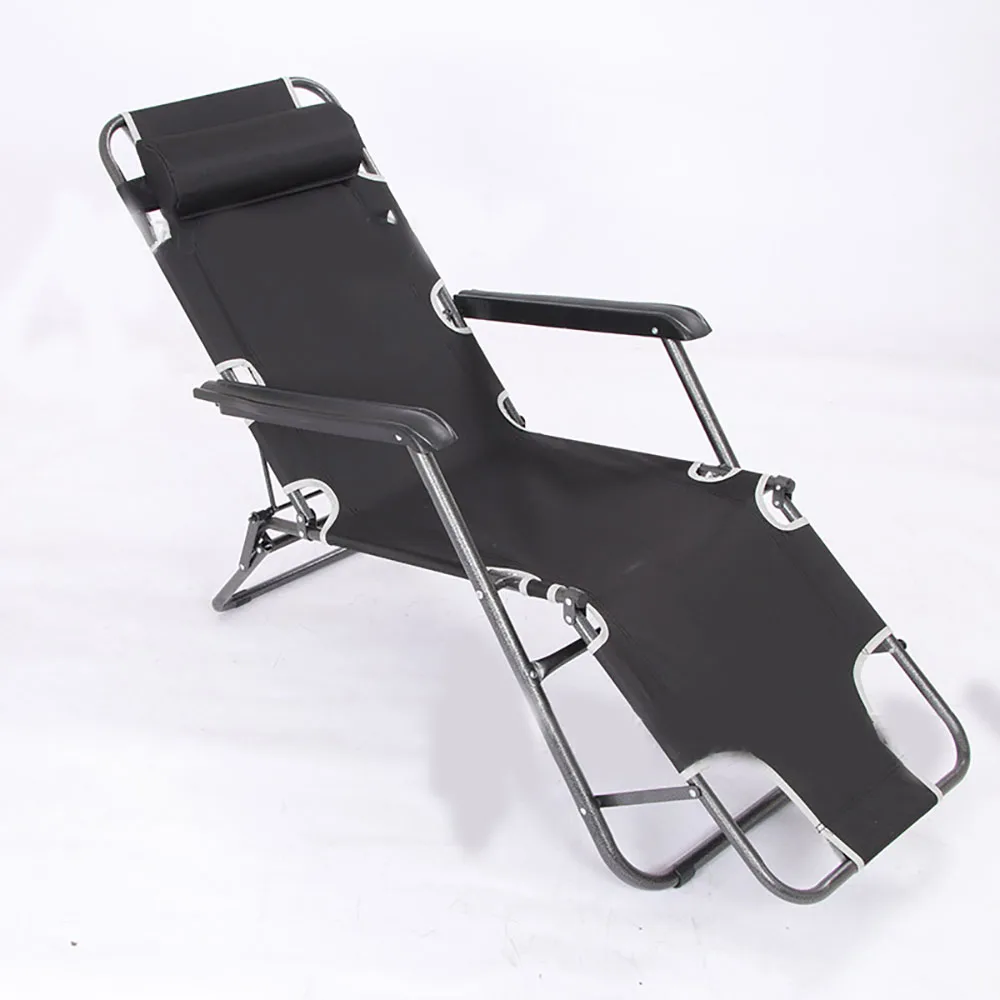 Foldable Beach Lounge Chair Hiking Round Tube Lounge Chair Casual Portable Lightweight Ruggedized Durable Armrest Lock Design