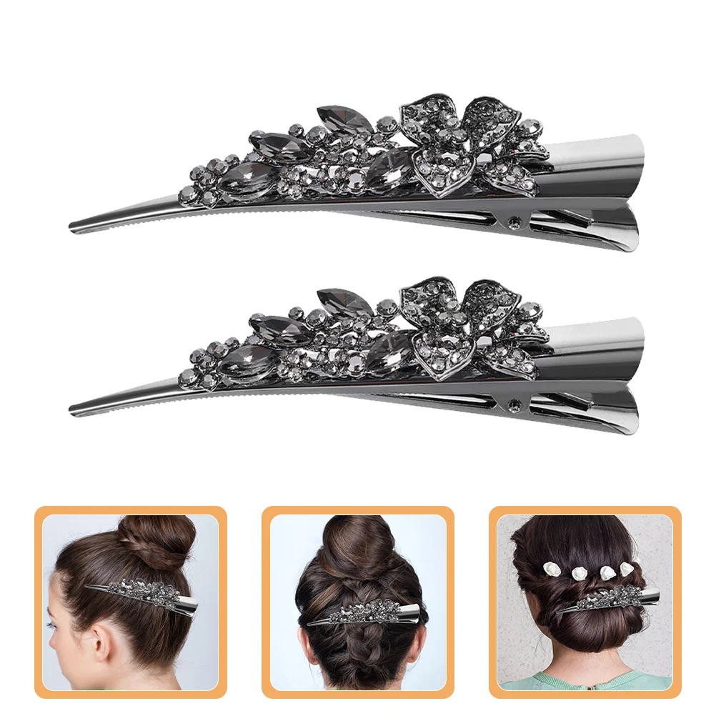 

2 Pcs Crocodile Hair Clips Barrette Clip Hair Accessories Sparkly Clips Rhinestones Bling Decorative for Women's Barrettes