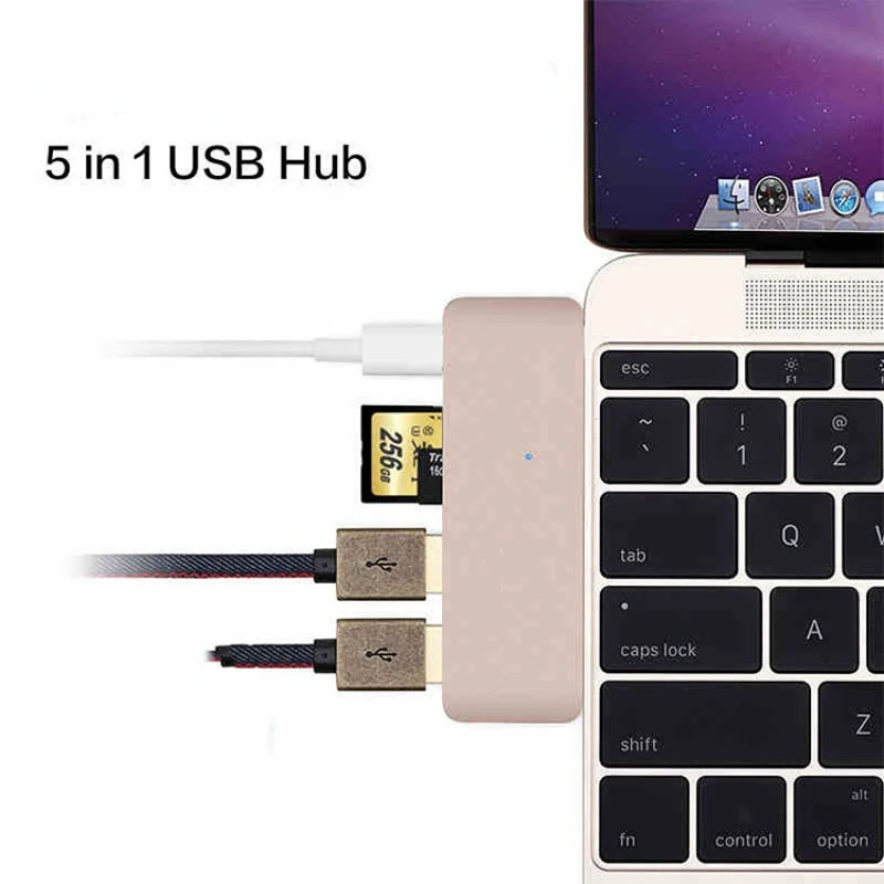 

USB 3.0 For Macbook Pro Air Type C Hub 5 In 1 USB Hubs Notebook Computer Cable For Macbook 12 Hub Connector USB