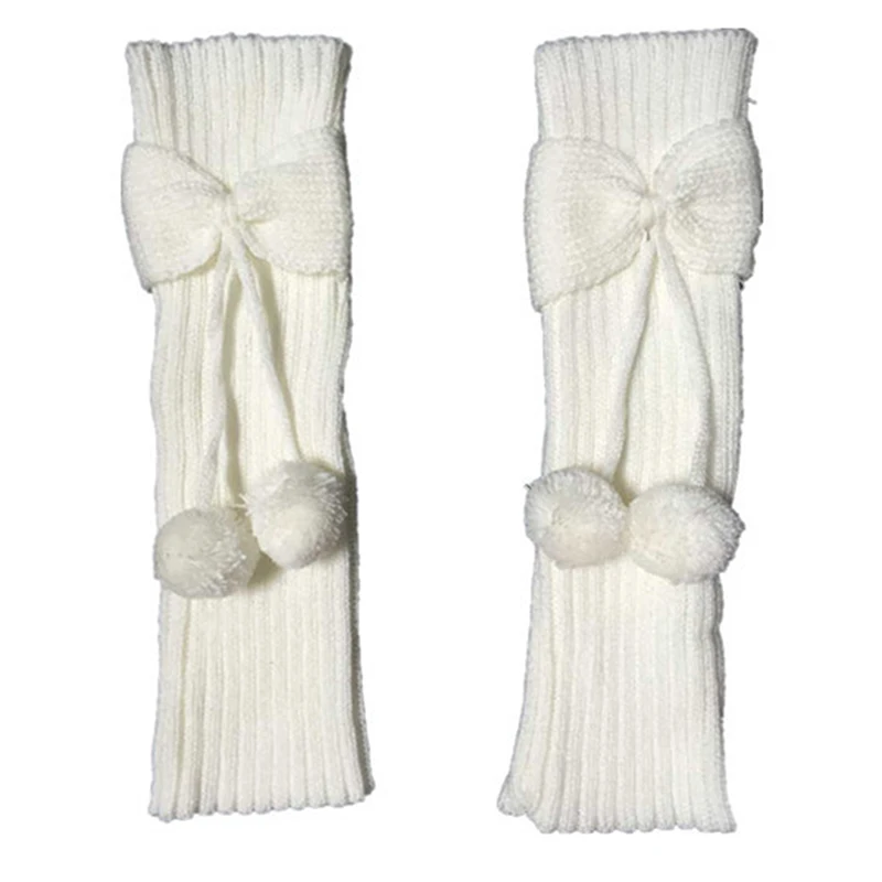Fashion Kids Girls Bowknot Pompom Knit Leg Warmers Boot Socks Cuffs Toppers children leg warmers