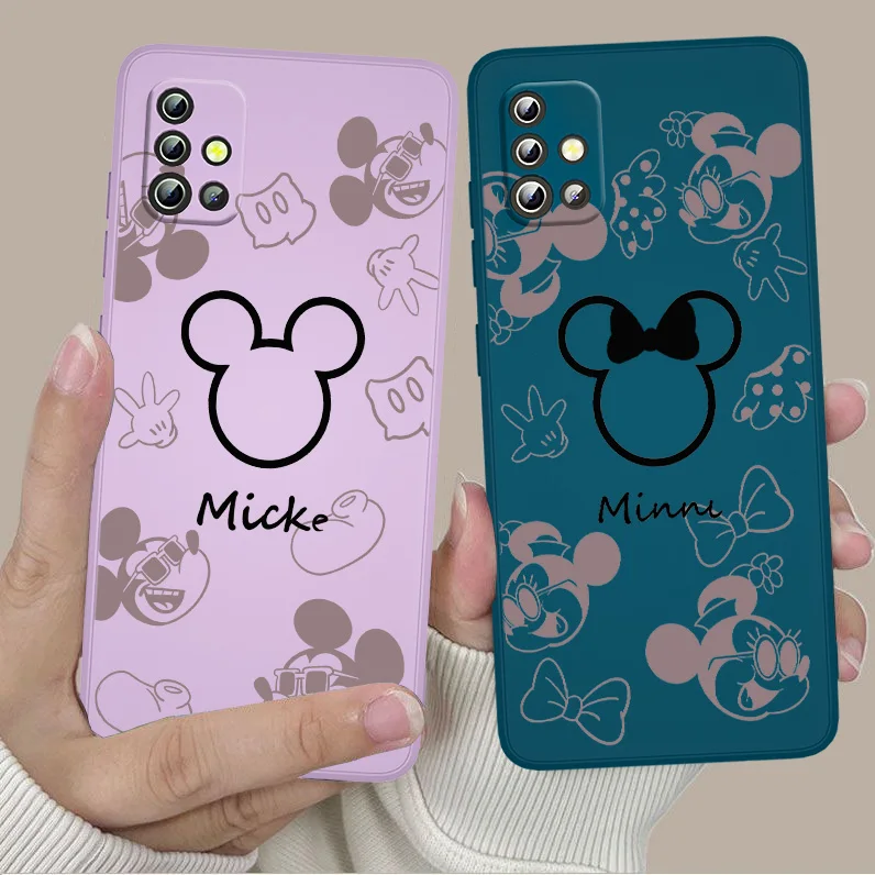 

Disney Mickey Mouse Logo Phone Case For Samsung A73 A72 A53 A52S A42 A33 A32 A23 A22 A13 A12 A03S Core Liquid Rope Cover